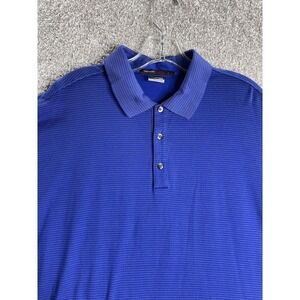 Nike Mens Polo Shirt XL Blue Striped Tiger Woods Short Sleeve Fit Dry